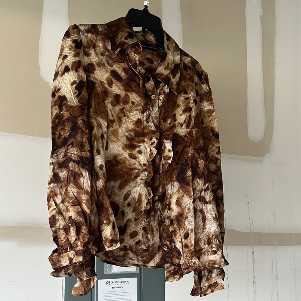Brown Animal Print Blouse